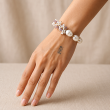 Handcrafted Shell Pearl and Crystal Cluster Bracelet