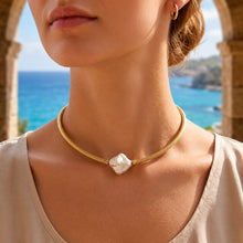 Baroque Pearl Hasli Necklace Elegant Gold Tone Statement Necklace