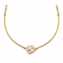 Baroque Pearl Hasli Necklace Elegant Gold Tone Statement Necklace
