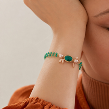 Emerald Crystal Chain with Freshwater Pearl Bracelet