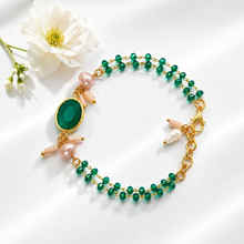 Emerald Crystal Chain with Freshwater Pearl Bracelet
