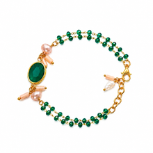 Emerald Crystal Chain with Freshwater Pearl Bracelet