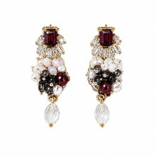Handcrafted Gemstones and Natural Freshwater Pearl Mesh Earrings