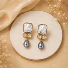 Mother Of Pearl Earrings with Light Silver Grey Shell Pearl Drops