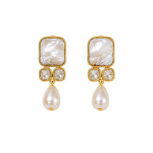 Mother of Pearl Earrings with Light Gold Shell Pearls Drops