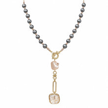 Contemporary Grey Pearl and Mother of Pearl Drop Necklace