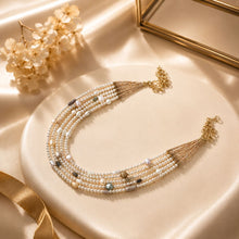 Swarovski Pearl Necklace with Navratna Gemstones