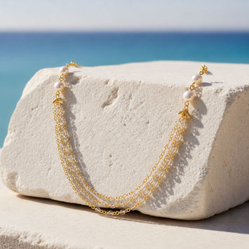 Vintage Charm Rose Quartz Chain Bunch Necklace with Meenakari