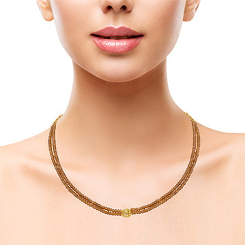 Beaded Brown Onyx and Gold Phulkari Beauty Necklace