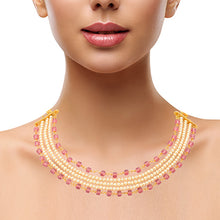 Evergreen Classic Gold Pearl and Ruby Chain Choker