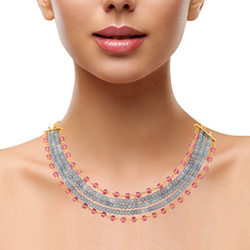 Evergreen Classic Grey Agate and Ruby Chain Choker