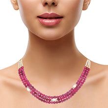 Layered Ruby Red Agate and Freshwater Pearl Necklace