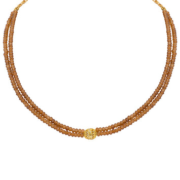 Beaded Brown Onyx and Gold Phulkari Beauty Necklace