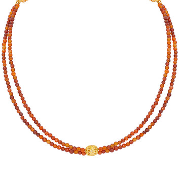 Beaded Reddish Brown Onyx and Gold Phulkari Beauty Necklace