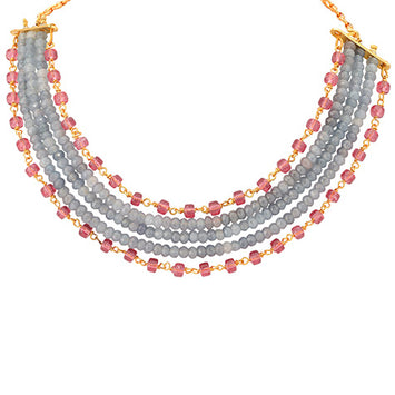 Evergreen Classic Grey Agate and Ruby Chain Choker