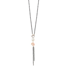 Grey Agate Long Length and Loop Pendant with Pearl Necklace