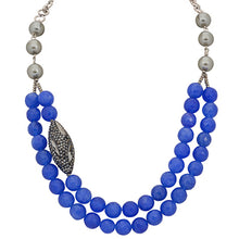 Lustrous Pearl and Blue Agate Necklace