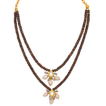Splendid Brown Onyx and Pink Freshwater Pearl Drop Necklace