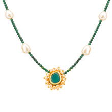 Blooming Floweret Emerald Green Kundan Meenakari Pearl Necklace