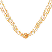 Delicate Pearl Handcrafted Chain with Gold Phulkari Necklace