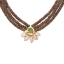 Divine Unblemished Brown Onyx and Ruby Red Kundan Necklace