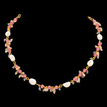 StyleAura - Delicate Ruby Red Chain with Freshwater Pearl Necklace SAOL10254